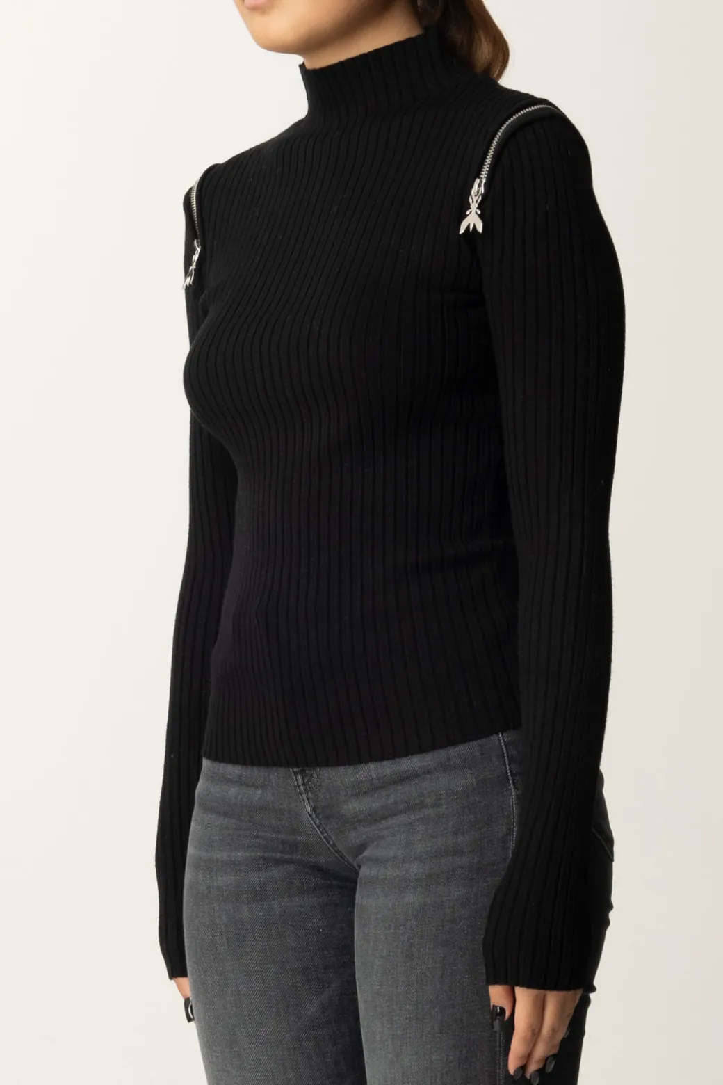 Patrizia Pepe Maglia con Doppia Zip FlyNERO