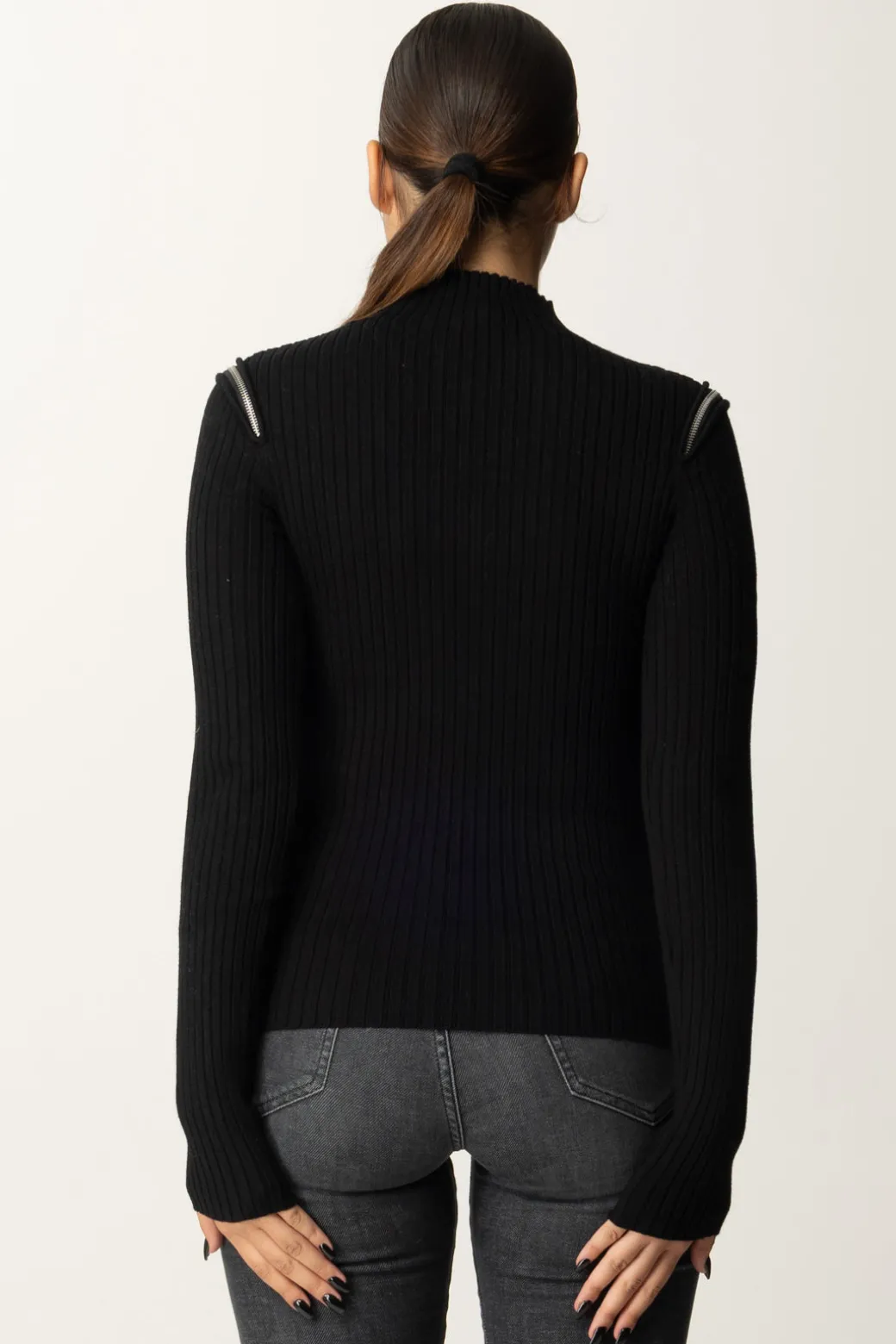 Patrizia Pepe Maglia con Doppia Zip FlyNERO