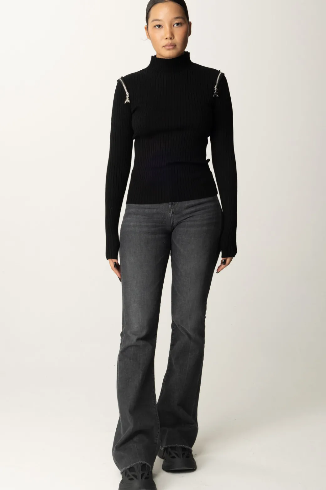 Patrizia Pepe Maglia con Doppia Zip FlyNERO