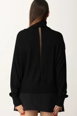 Patrizia Pepe Maglia Dolcevita con Inserti In NylonNERO