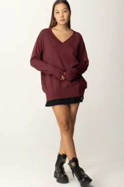 Patrizia Pepe Maglia In Lana con Inserto In Nylon Sul RetroPLUM ELIXIR