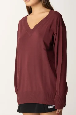 Patrizia Pepe Maglia In Lana con Inserto In Nylon Sul RetroPLUM ELIXIR