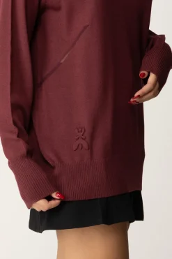 Patrizia Pepe Maglia In Lana con Inserto In Nylon Sul RetroPLUM ELIXIR