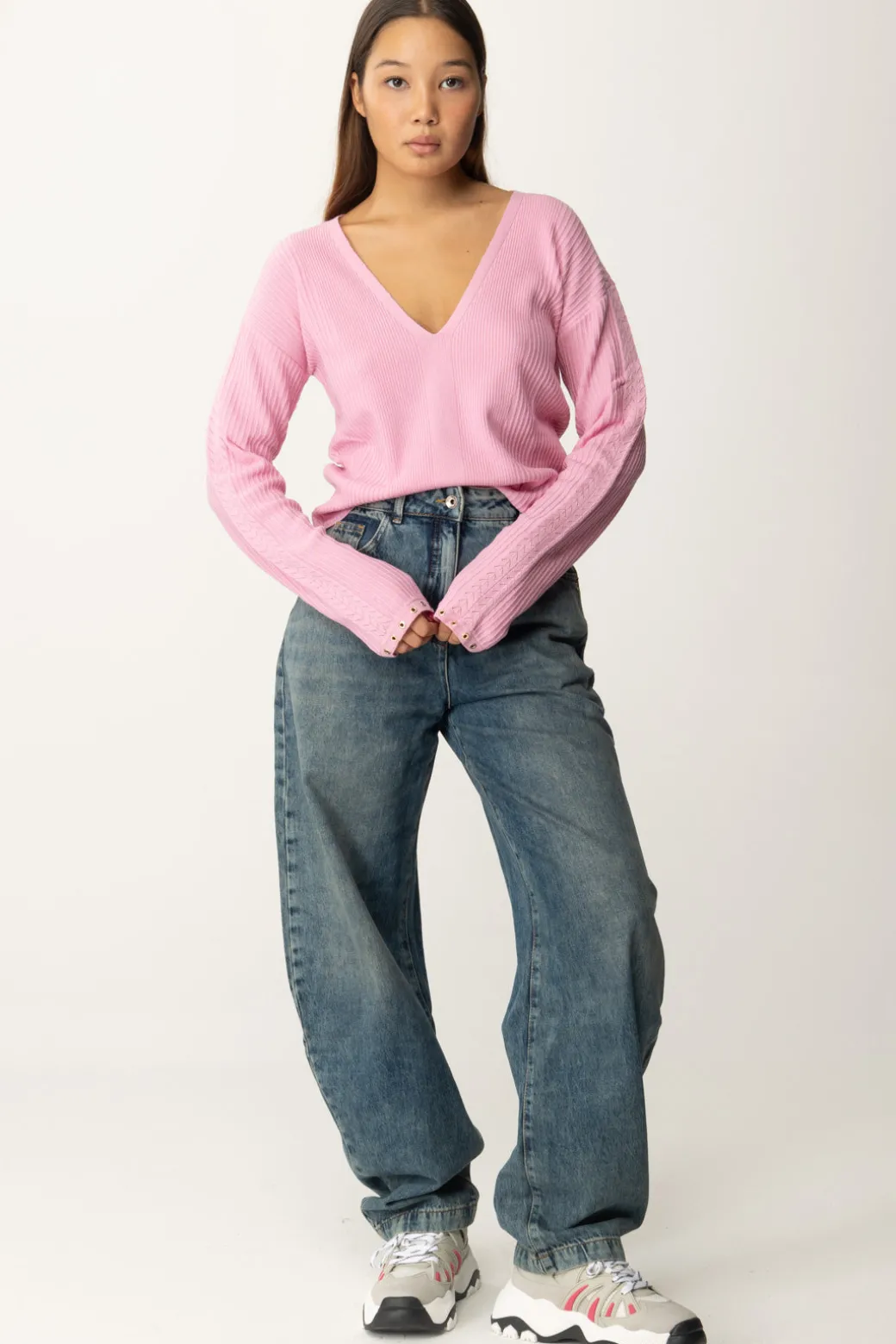 Patrizia Pepe Maglia In Pura Lana con OcchielliCOLD PINK