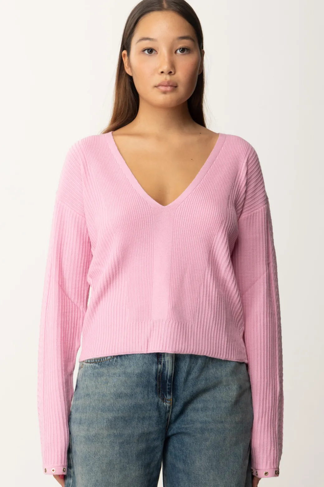Patrizia Pepe Maglia In Pura Lana con OcchielliCOLD PINK