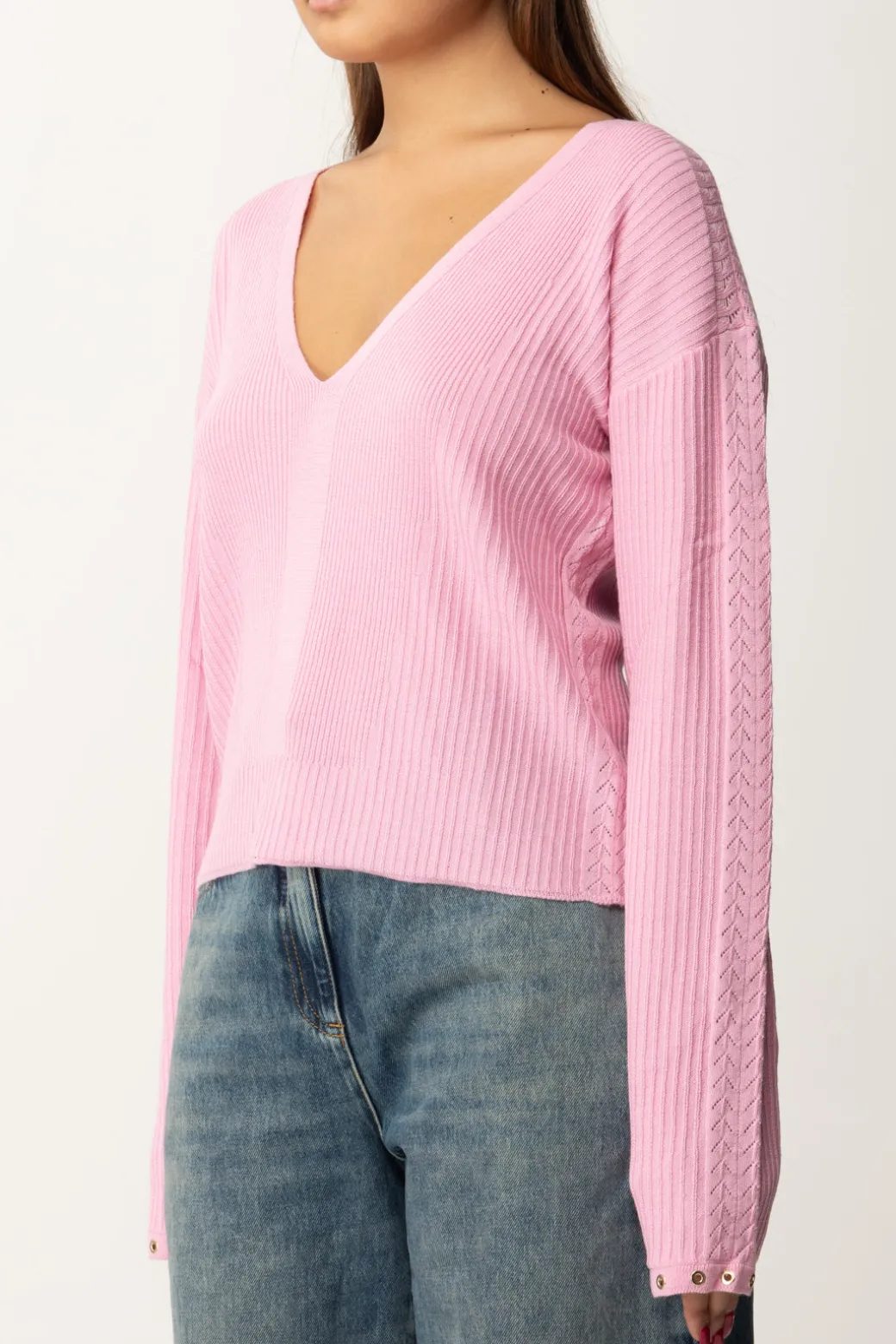 Patrizia Pepe Maglia In Pura Lana con OcchielliCOLD PINK