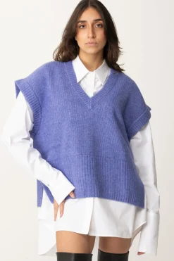 Patrizia Pepe Maglia Over SmanicataBLUE IRIS MELANGE