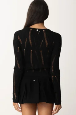 Patrizia Pepe Maglia Trasparente con Dettagli Cut-outNERO