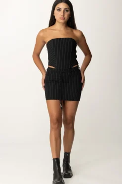 Patrizia Pepe Minigonna a Vita Bassa GessataBLACK STRIPES