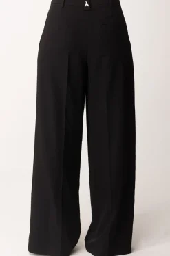Patrizia Pepe Pantaloni Wide Leg con Pieghe In ViscosaNERO