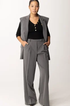 Patrizia Pepe Pantaloni Wide Leg con Pieghe In ViscosaGRAY MELANGE