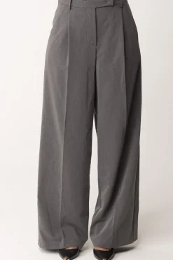 Patrizia Pepe Pantaloni Wide Leg con Pieghe In ViscosaGRAY MELANGE