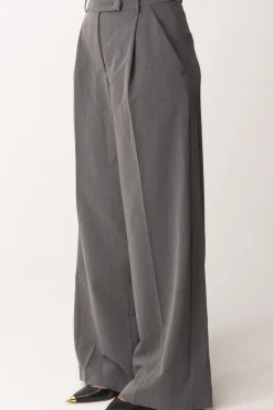 Patrizia Pepe Pantaloni Wide Leg con Pieghe In ViscosaGRAY MELANGE