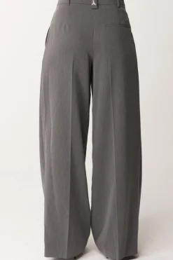 Patrizia Pepe Pantaloni Wide Leg con Pieghe In ViscosaGRAY MELANGE