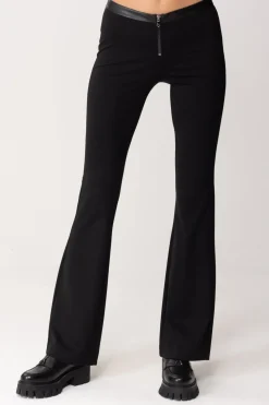 Patrizia Pepe Pantaloni a Zampa con Vita In PelleNERO