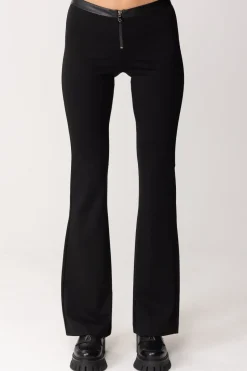 Patrizia Pepe Pantaloni a Zampa con Vita In PelleNERO