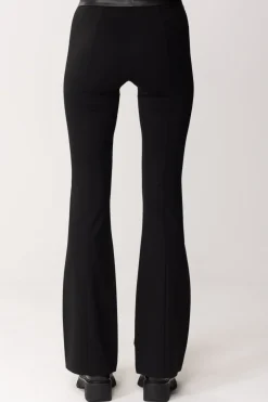 Patrizia Pepe Pantaloni a Zampa con Vita In PelleNERO