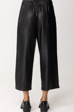 Patrizia Pepe Pantaloni Crop Effetto PelleNERO