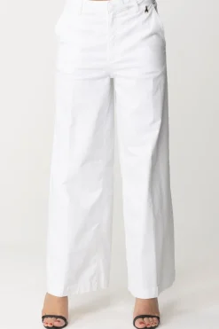 Patrizia Pepe Pantaloni Gamba Dritta con Logo CharmBIANCO