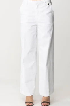 Patrizia Pepe Pantaloni Gamba Dritta con Logo CharmBIANCO
