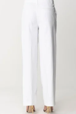 Patrizia Pepe Pantaloni Gamba Dritta con Logo CharmBIANCO