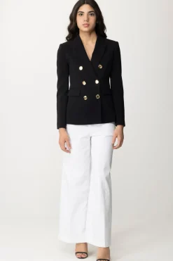 Patrizia Pepe Pantaloni Gamba Dritta con Logo CharmBIANCO