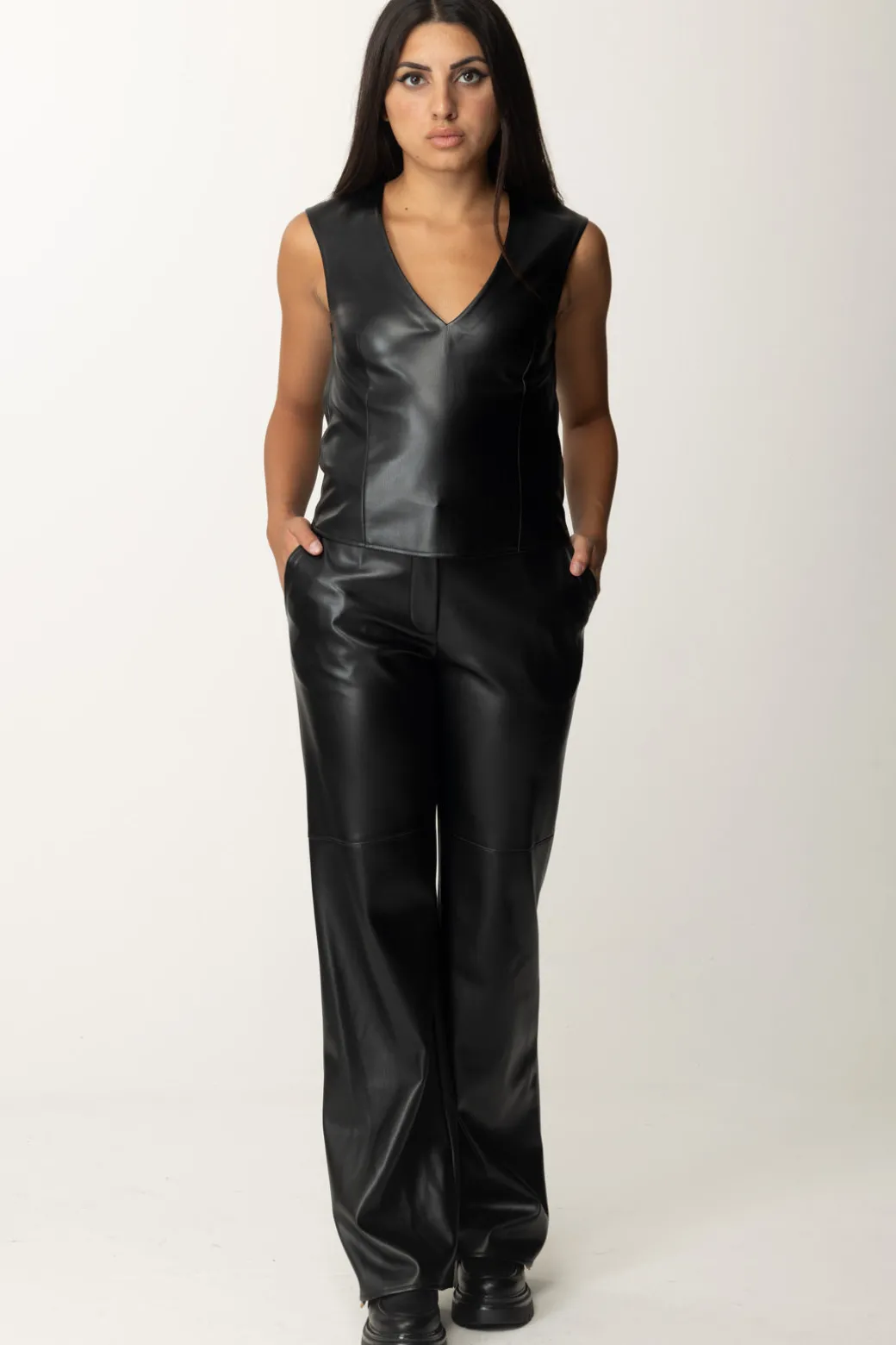 Patrizia Pepe Pantaloni In SimilpelleNERO