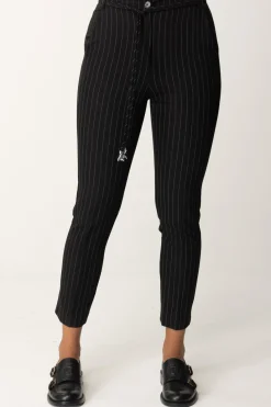 Patrizia Pepe Pantaloni In Tessuto Gessato con CinturinoBLACK STRIPES