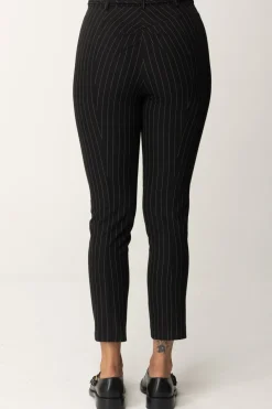Patrizia Pepe Pantaloni In Tessuto Gessato con CinturinoBLACK STRIPES