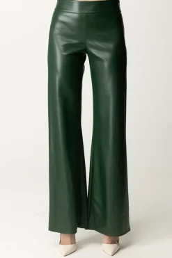 Patrizia Pepe Pantaloni Palazzo In Pelle LucidaTUSCANY GREEN