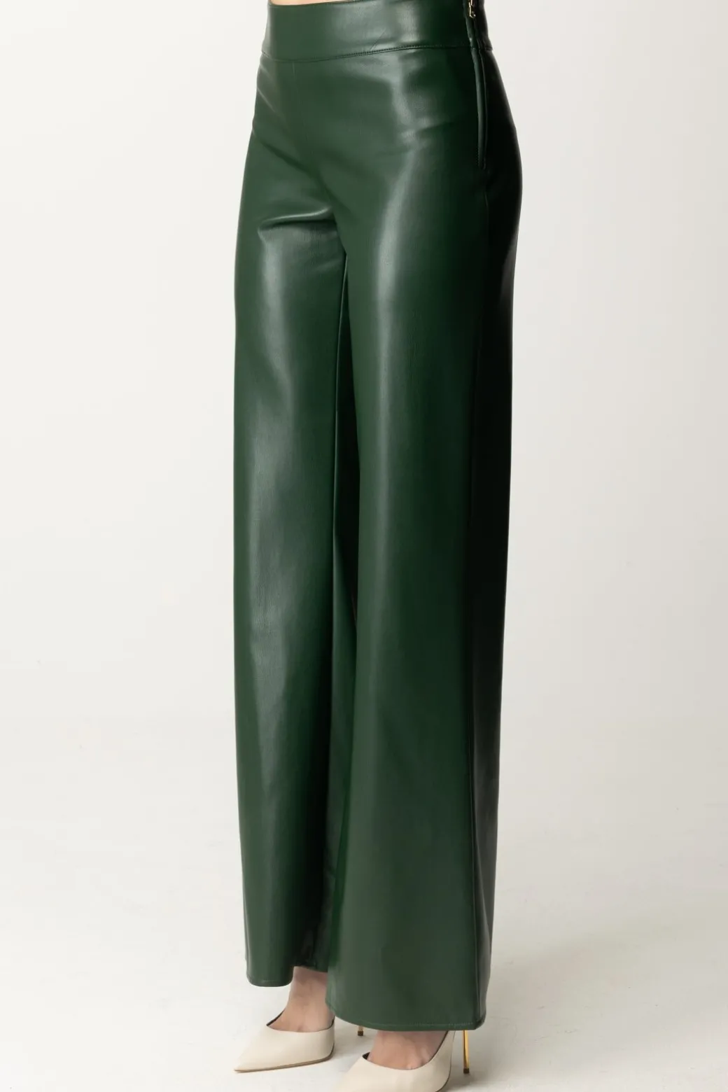 Patrizia Pepe Pantaloni Palazzo In Pelle LucidaTUSCANY GREEN
