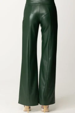 Patrizia Pepe Pantaloni Palazzo In Pelle LucidaTUSCANY GREEN
