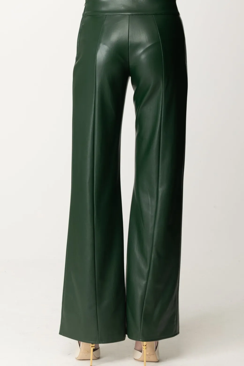 Patrizia Pepe Pantaloni Palazzo In Pelle LucidaTUSCANY GREEN