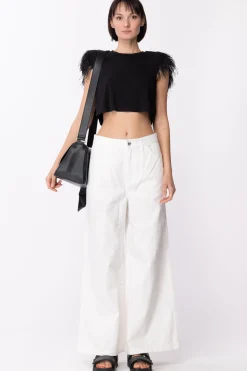 Patrizia Pepe Pantaloni Wide Leg In JeansBIANCO