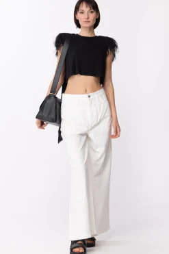 Patrizia Pepe Pantaloni Wide Leg In JeansBIANCO