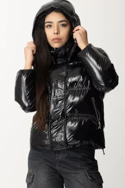 Patrizia Pepe Piumino a Collo Alto In Nylon LucidoNERO