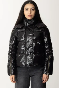 Patrizia Pepe Piumino a Collo Alto In Nylon LucidoNERO