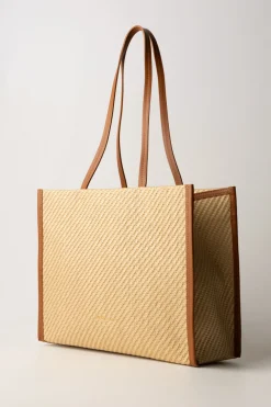 Patrizia Pepe Shopper Bag IntrecciataNATURAL/CUOIO