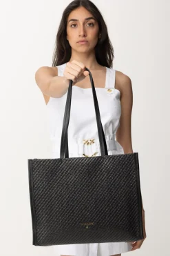 Patrizia Pepe Shopper Bag IntrecciataBLACK/BLACK