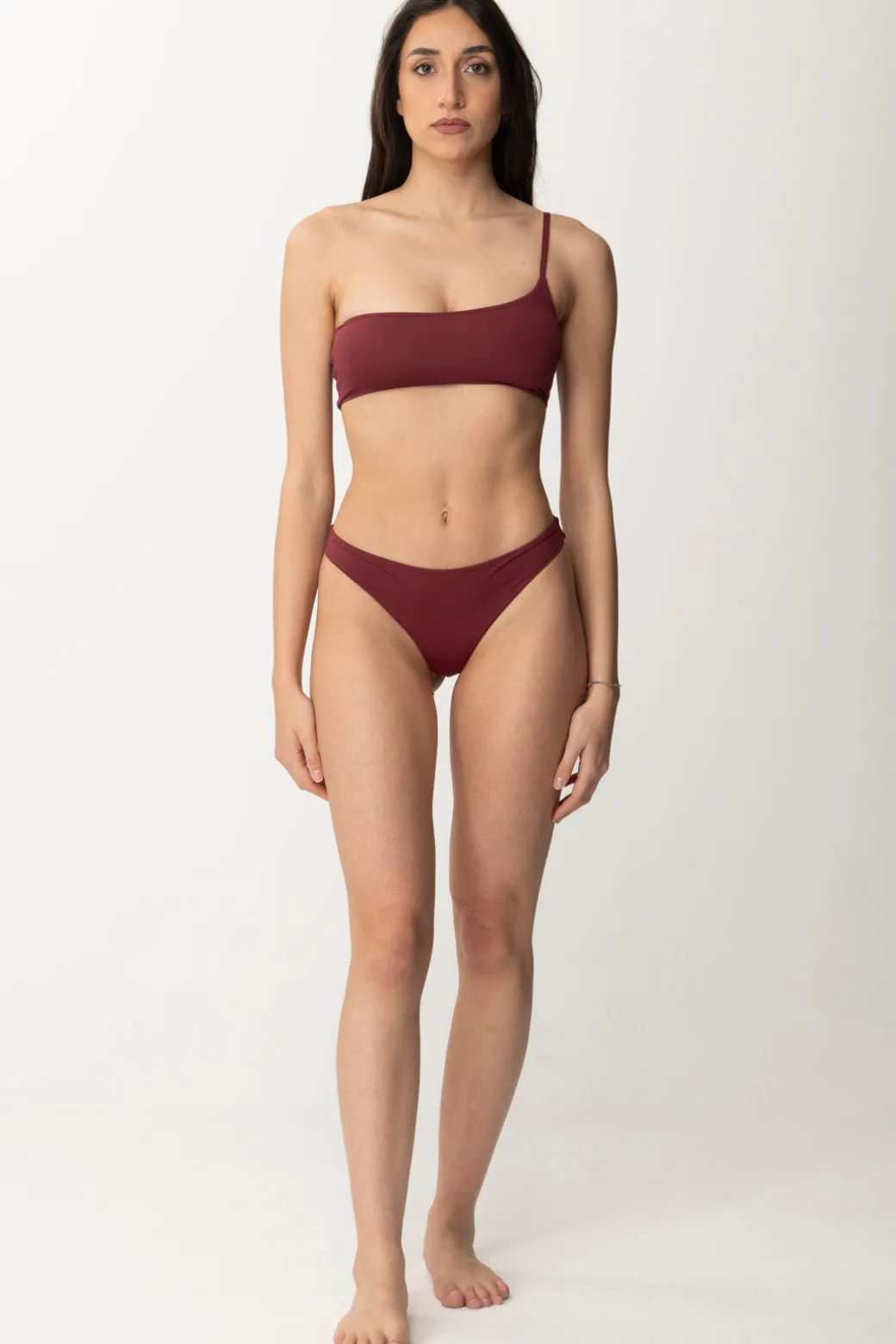 Patrizia Pepe Slip Per Bikini con ArricciaturaDARK PLUM
