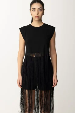 Patrizia Pepe Top Bustier con Frange LungheNERO