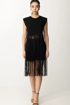 Patrizia Pepe Top Bustier con Frange LungheNERO