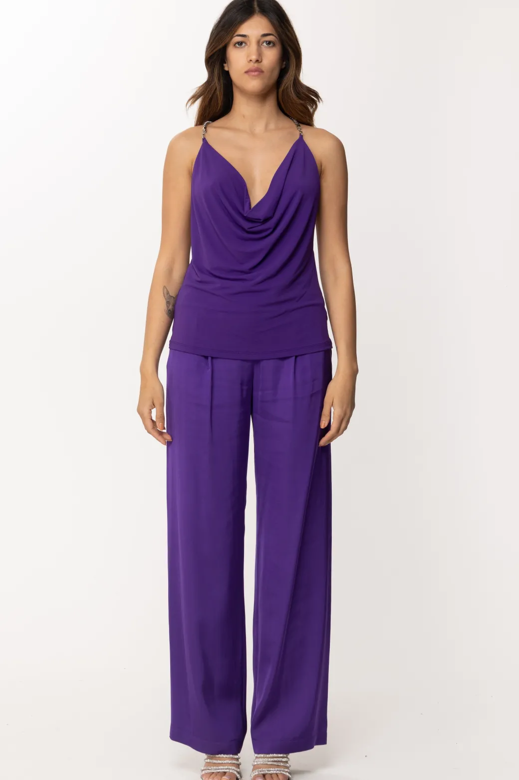 Patrizia Pepe Top con Scollo a Goccia e Schiena ScopertaSEXY VIOLET