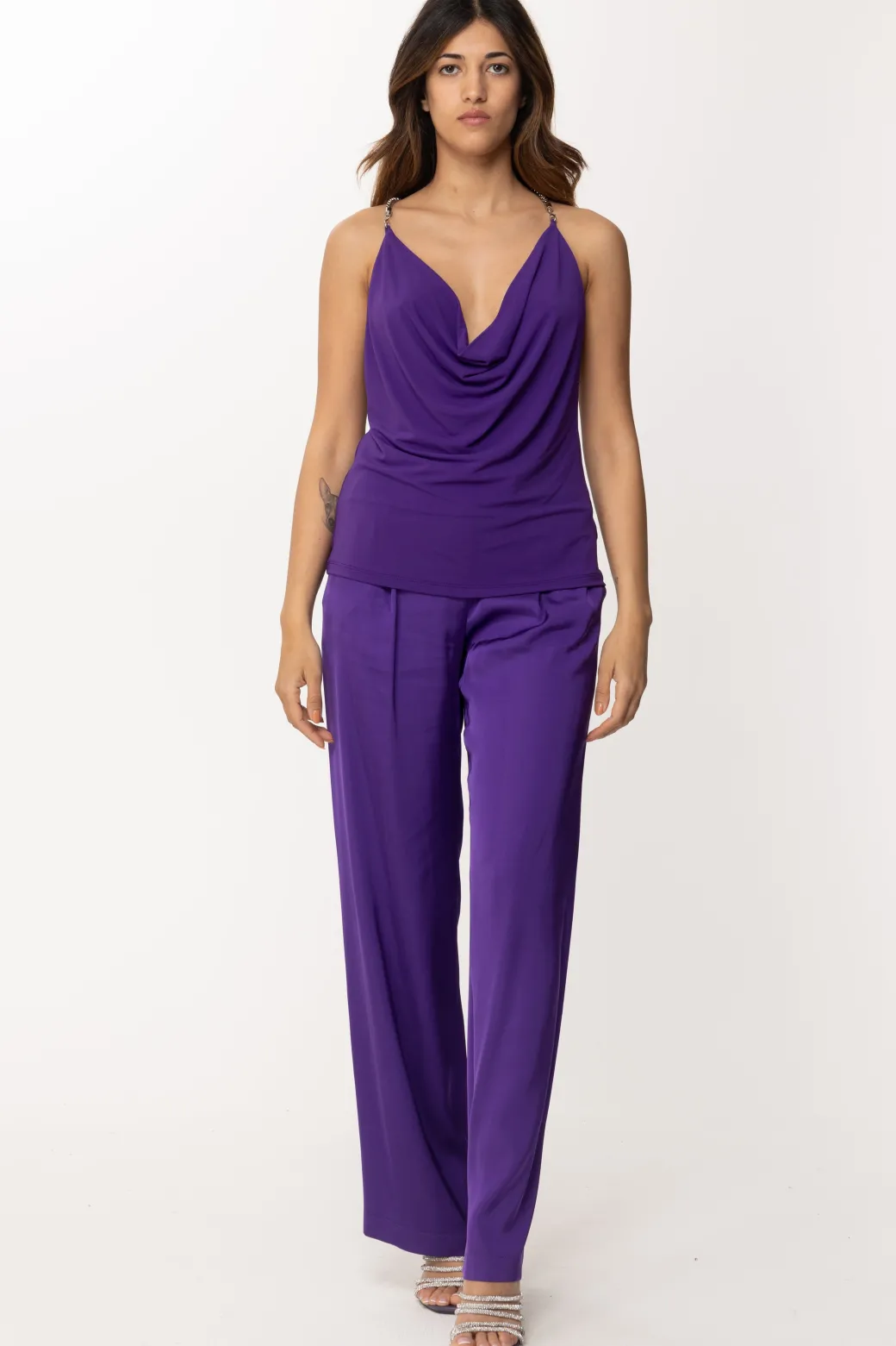 Patrizia Pepe Top con Scollo a Goccia e Schiena ScopertaSEXY VIOLET