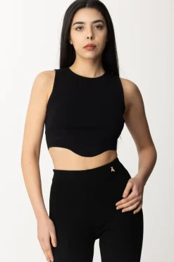 Patrizia Pepe Top Crop con Lavorazione TraforataNERO