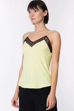 Patrizia Pepe Top In Viscosa con Pizzo LogatoSUNNY LIME