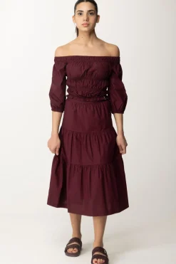 Patrizia Pepe Top Off-shouldersDARK PLUM