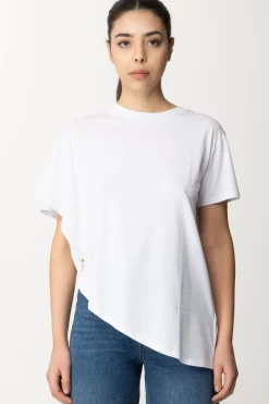 Patrizia Pepe T-shirt Asimmetrica con PiercingBIANCO OTTICO