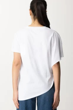 Patrizia Pepe T-shirt Asimmetrica con PiercingBIANCO OTTICO