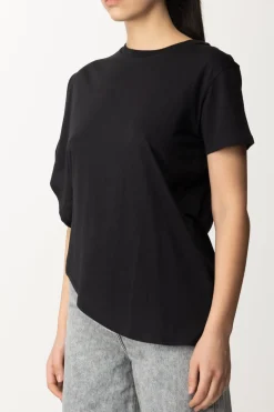 Patrizia Pepe T-shirt Asimmetrica con PiercingNERO